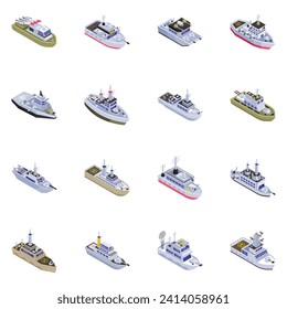 Isometric Icons of Military Ships 
