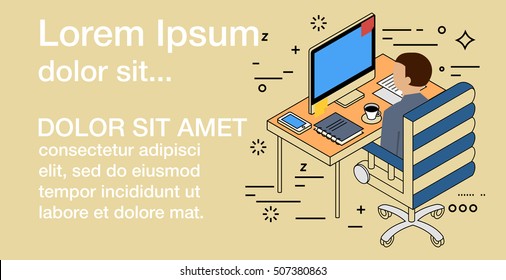 Isometric icons of  office vector illustration