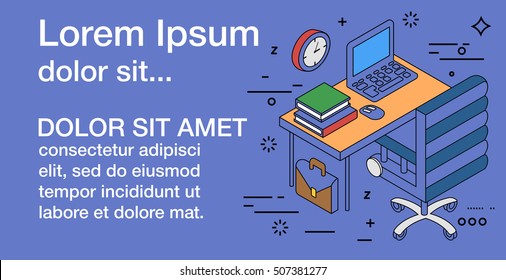 Isometric icons of  office vector illustration