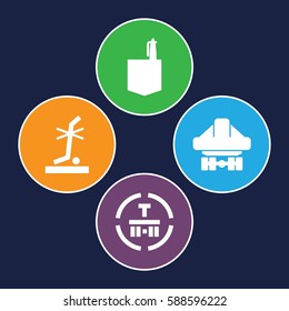 isometric icons set. Set of 4 isometric filled icons such as office room, no standing nearby, cargo terminal