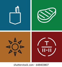 Isometric icons set. set of 4 isometric outline icons such as office room, cargo terminal, beef