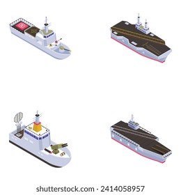 Isometric Icons of Ships and Cruises

