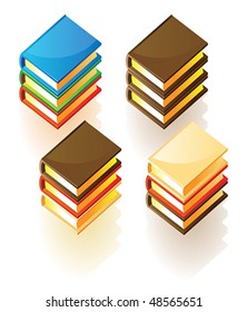 Isometric icons of stacked books. Vector illustration.
