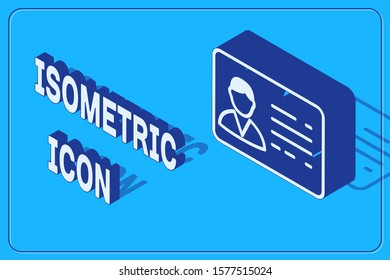Isometric Identification badge line icon isolated on blue background. It can be used for presentation, identity of the company, advertising.  Vector Illustration
