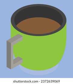 ilustración de diseño vectorial de prueba de taza de café ilustrada isométrica