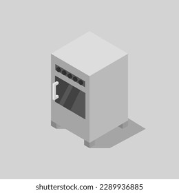 Horno ilustrado isométrico sobre un fondo
