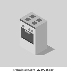 Isometric illustrated oven on a background