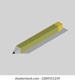 Isometric illustrated pencil on background