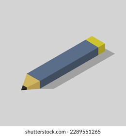 Lápiz ilustrado isométrico sobre el fondo