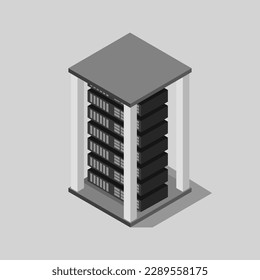 Isometric illustrated server on background