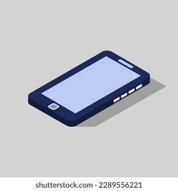 Isometric ilustró el smartphone en segundo plano