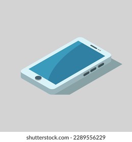 Isometric ilustró el smartphone en segundo plano