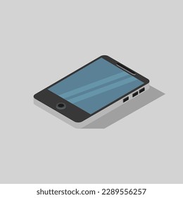 Isometric ilustró el smartphone en segundo plano