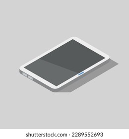 Isometric illustrated tablet on background