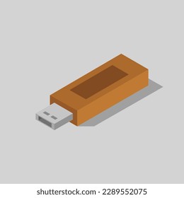 Isometric illustrated usb drive on background
