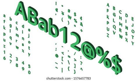 Isometric illustration of the alphabet.