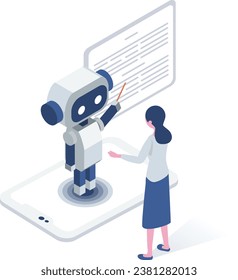 isometric illustration of Artificial intelligence AI robot
