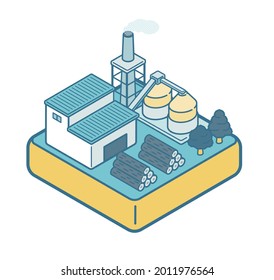 Isometric Illustration Of Biomass Power Generation