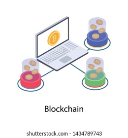 
Isometric illustration of bitcoin block chain

