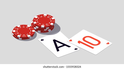 isometric illustration Blackjack in Online casino mobile app. Banner with Twenty-One Banner Online Casino isometric mobile app isolated on white background Blackjack Twenty-One Jackpot isometry poster