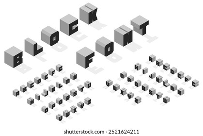 Isometric illustration: block font with shadow