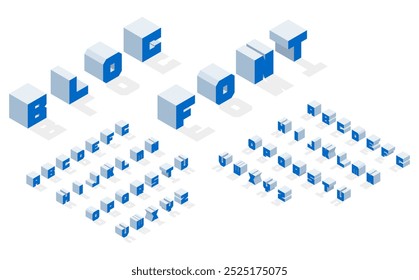 Isometric illustration: block font with shadow (blue)