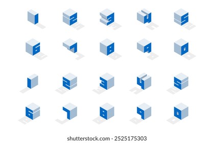 Isometric illustration: block font with shadow (number) blue