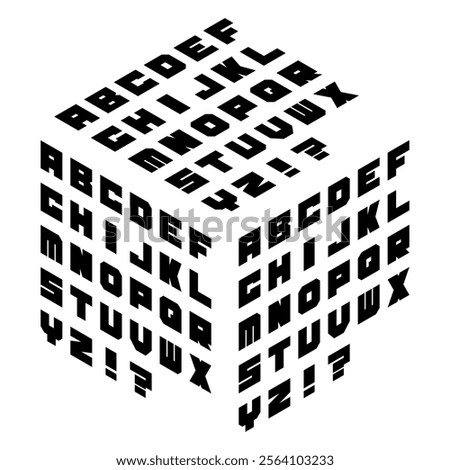Isometric Illustration: Block Fonts (black)