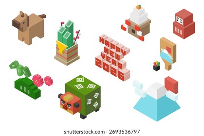 Isometric illustration: Block New Year icon