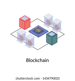 
Isometric illustration of blockchain network design 

