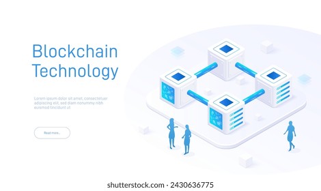 it is an isometric illustration of a blockchain technology