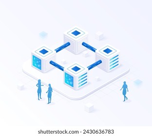 an isometric illustration of a blockchain technology