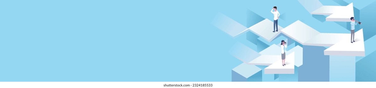 ilustración isométrica del fondo azul con líneas y flecha
