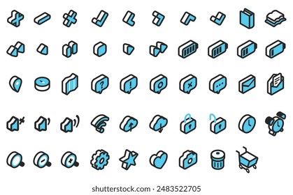 Ilustración isométrica: conjunto de iconos isométricos azules