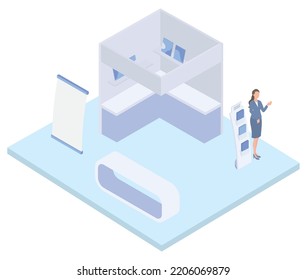 It is an isometric illustration of the booth to be exhibited at the exhibition.