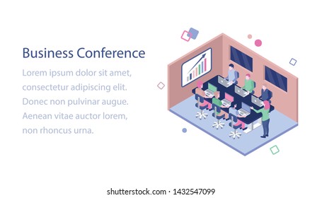 
Isometric illustration of business conference
