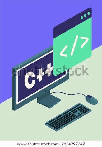 Isometric Illustration of C++ Programming