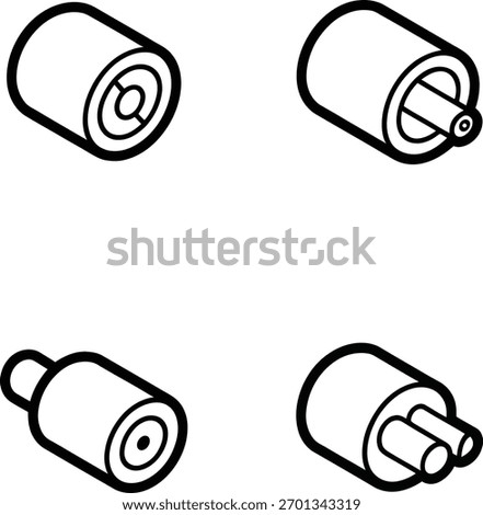 Isometric Illustration of Cables Adapters Connectors Ports and Wiring Diagram