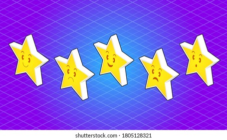 Isometric Illustration Character, Cute Star With Expression