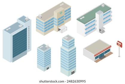 Isometric illustration: city building set