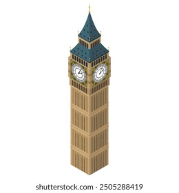 Isometric illustration: clock tower (big ben)