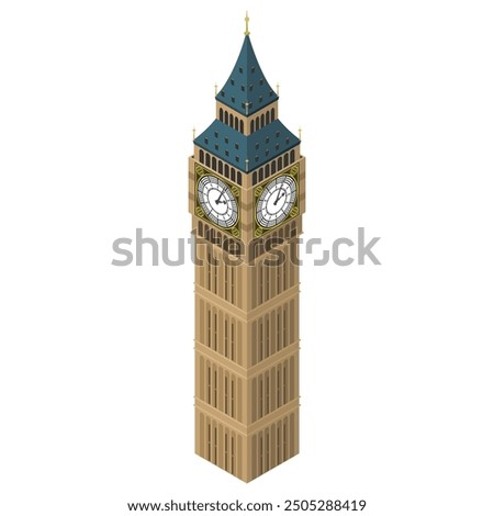 Isometric illustration: clock tower (big ben)