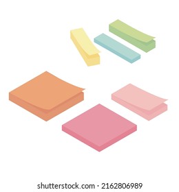 Isometric illustration of colored sticky note
