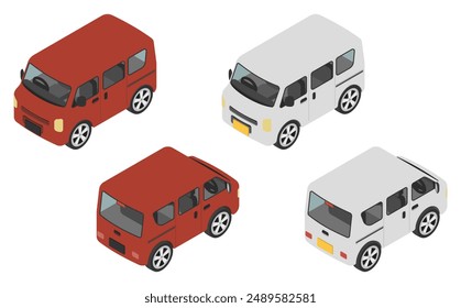 Isometric illustration: compact truck set