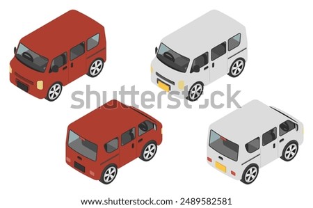 Isometric illustration: compact truck set