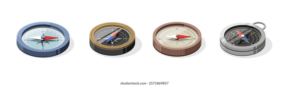 Isometric illustration of a compass