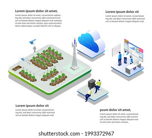 Isometric illustration concept. automatic plant watering meter