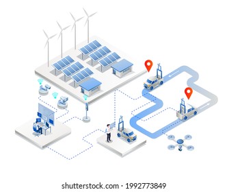 Concepto de ilustración isométrica. controlar el drone para tomar imágenes