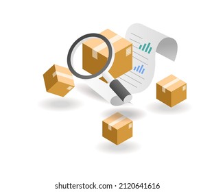 Isometric illustration concept. Delivery data analysis
