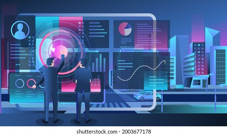 Isometric illustration concept. digital transformation and seo optimization